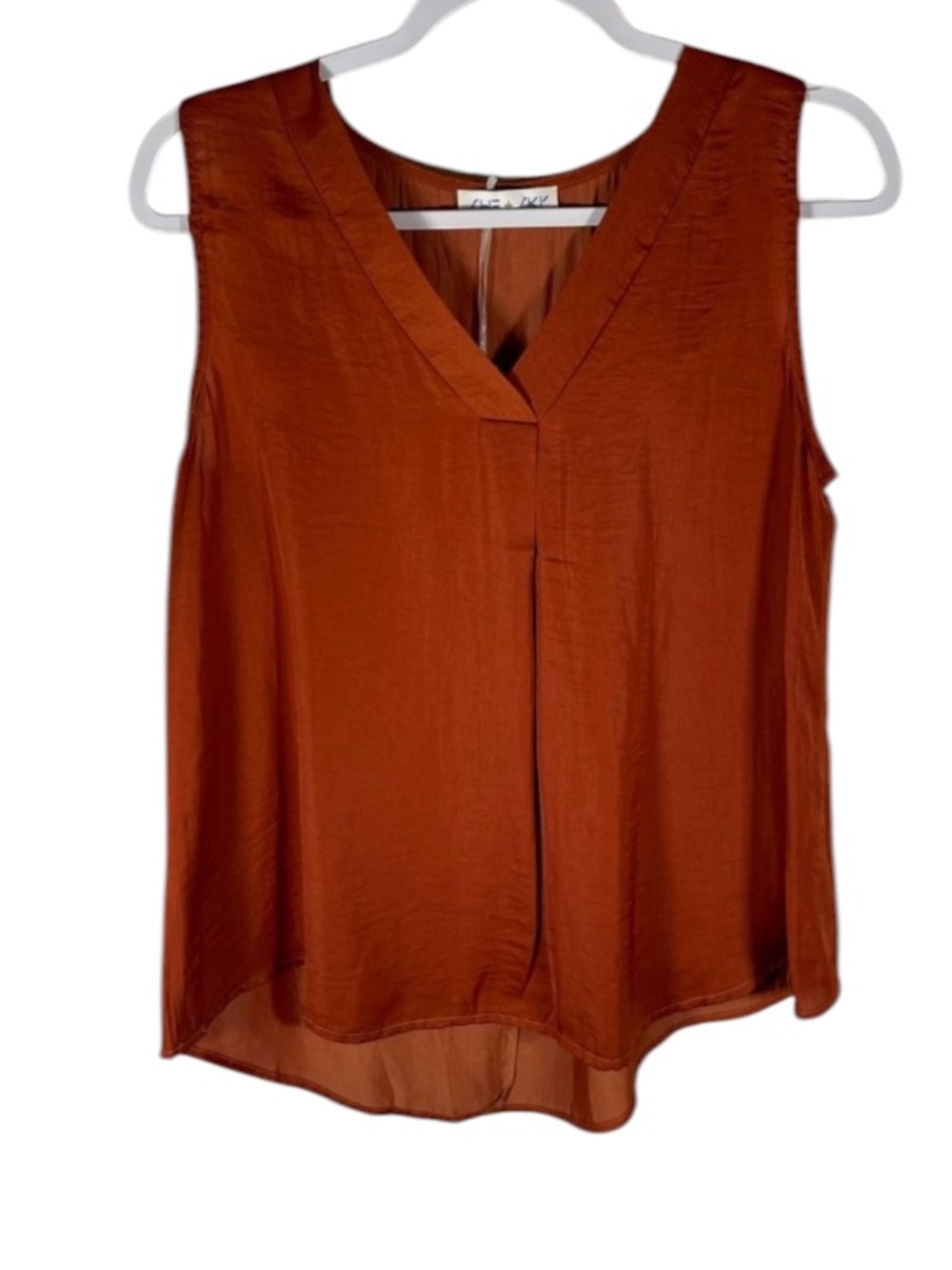 NWT She + Sky Washed Satin Blouse in Amber